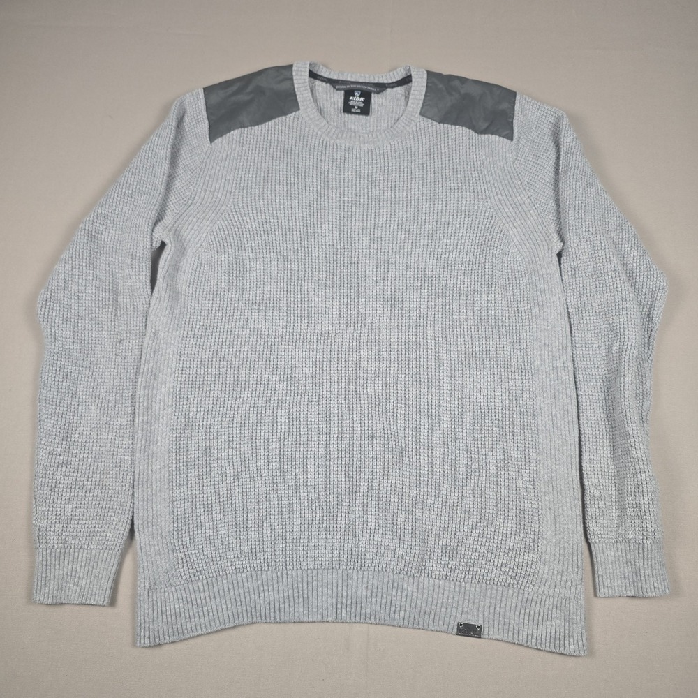 Kuhl Evader Sweater Mens Sz M Gray Merino Wool Organic Cotton Waffle Knit #3195